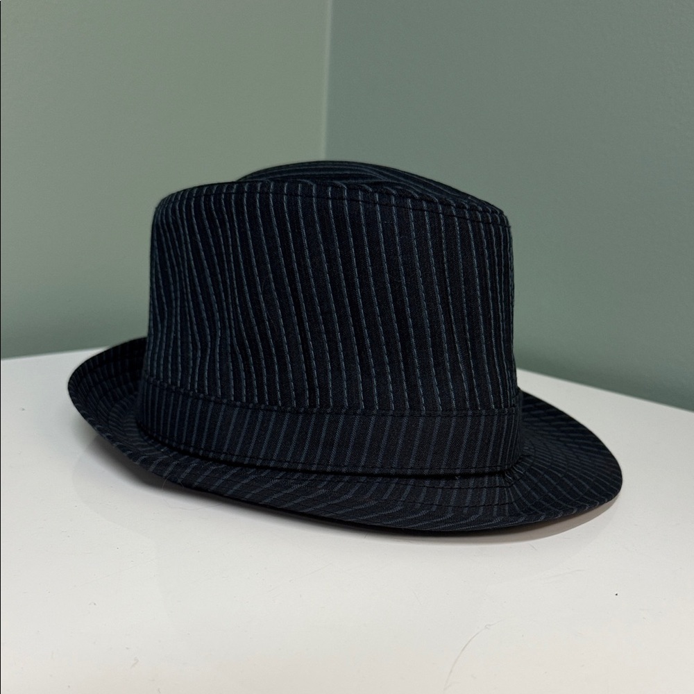 Classic Black Pinstripe Fedora Hat